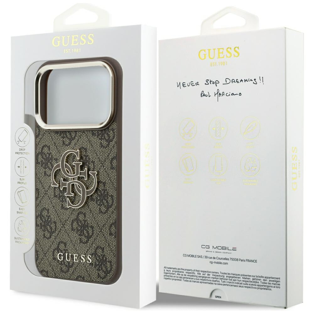 Ovitek za Apple iPhone 18 Pro Max / 17 Pro Max, Guess, 4G Big Resin Logo, rjav