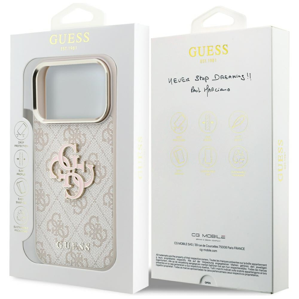 Ovitek za Apple iPhone 18 Pro Max / 17 Pro Max, Guess, 4G Big Resin Logo, roza