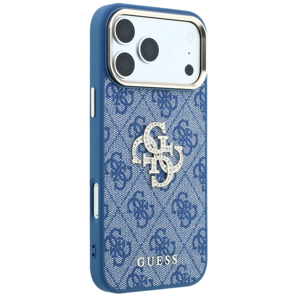 Ovitek za Apple iPhone 18 Pro Max / 17 Pro Max, Guess, 4G Big Strass Logo, Modra