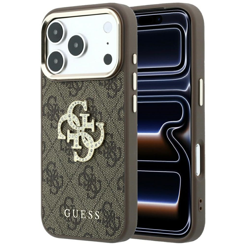 Ovitek za Apple iPhone 18 Pro Max / 17 Pro Max, Guess, 4G Big Strass Logo, rjav