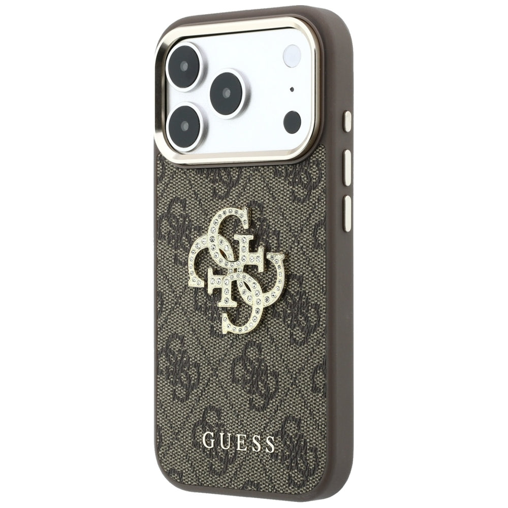 Ovitek za Apple iPhone 18 Pro Max / 17 Pro Max, Guess, 4G Big Strass Logo, rjav