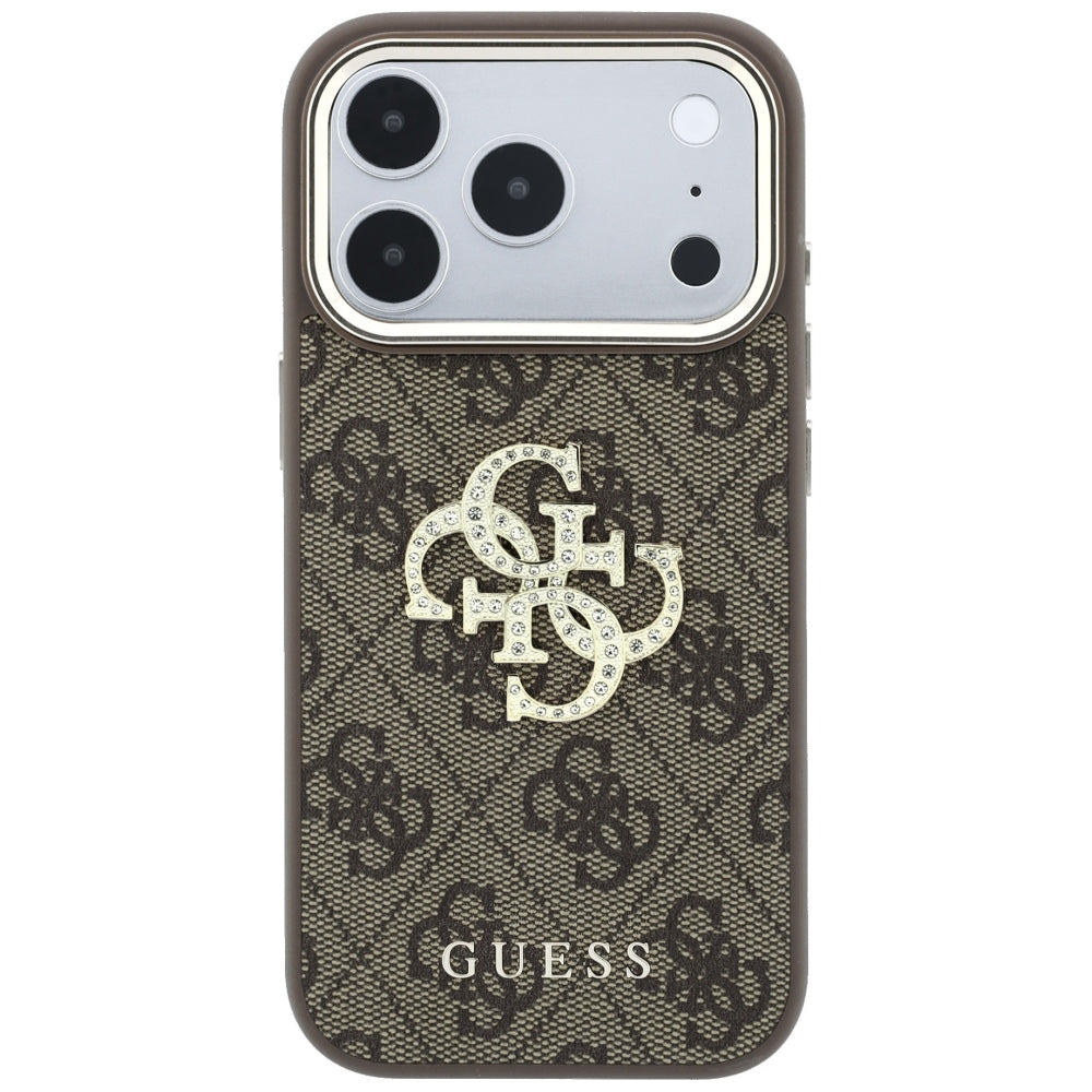 Ovitek za Apple iPhone 18 Pro Max / 17 Pro Max, Guess, 4G Big Strass Logo, rjav