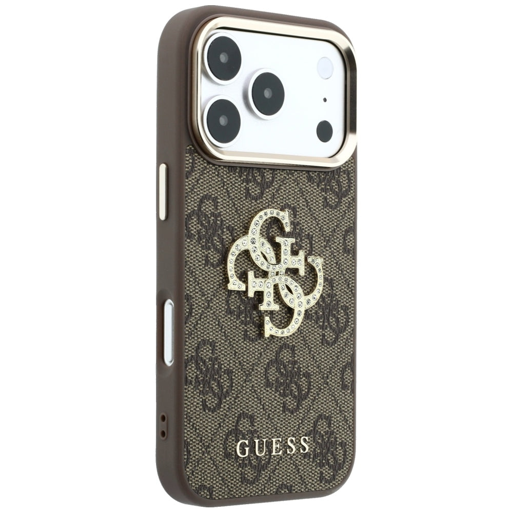 Ovitek za Apple iPhone 18 Pro Max / 17 Pro Max, Guess, 4G Big Strass Logo, rjav