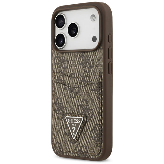 Ovitek za Apple iPhone 18 Pro Max / 17 Pro Max, Guess, 4G Double Card Triangle, rjav