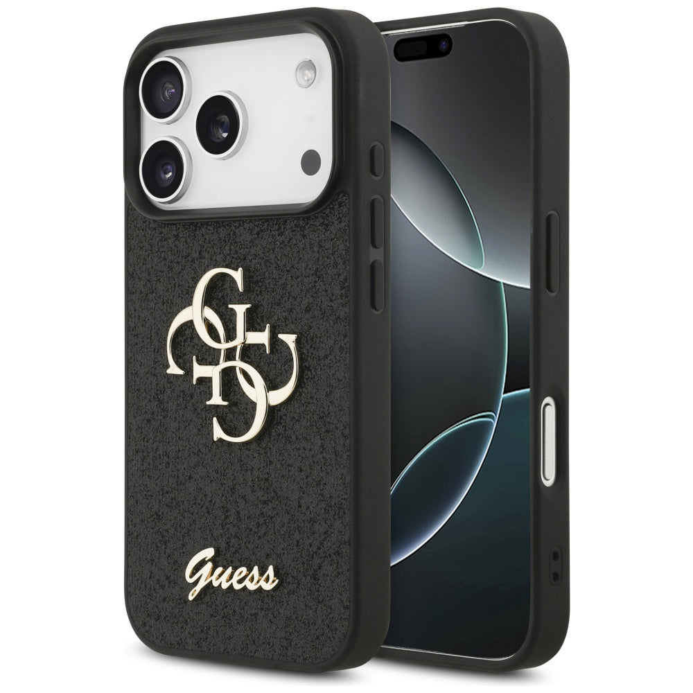 Ovitek za Apple iPhone 18 Pro Max / 17 Pro Max, Guess, Fixed Glitter Big 4G, Črn