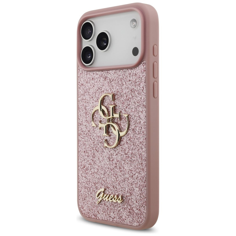 Ovitek za Apple iPhone 18 Pro Max / 17 Pro Max, Guess, Fixed Glitter Big 4G, Roza
