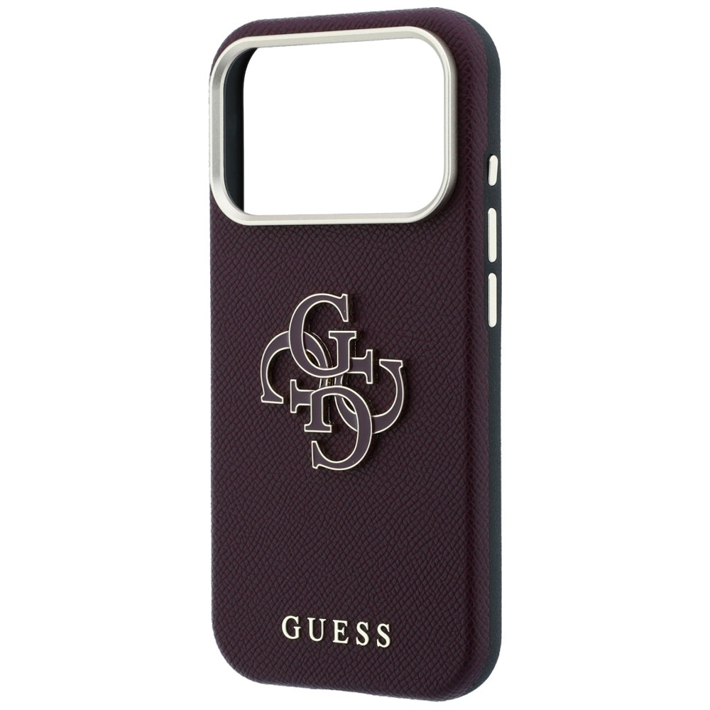 Ovitek za Apple iPhone 18 Pro Max / 17 Pro Max, Guess, zrnati veliki smolni logotip, bordo
