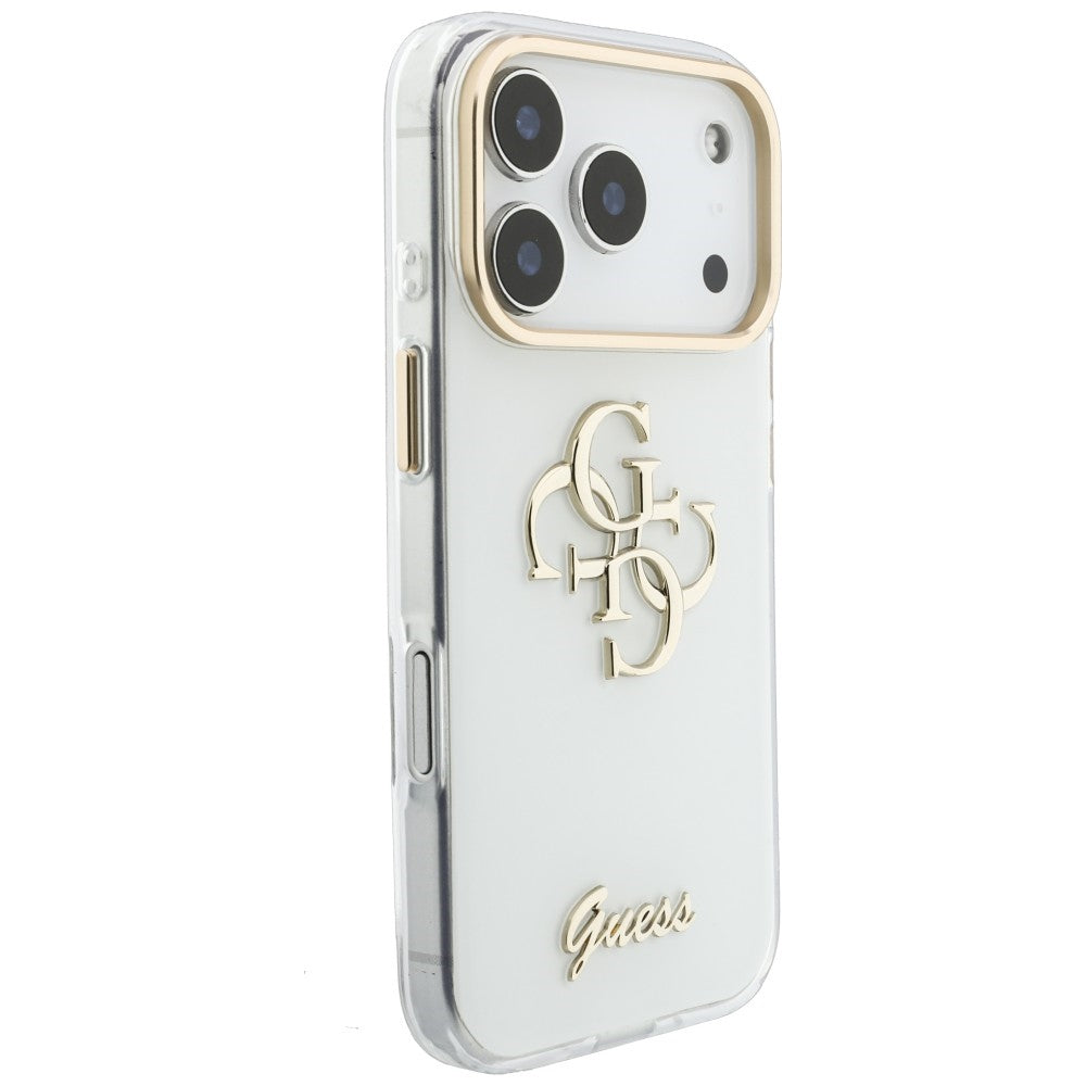 Ovitek za Apple iPhone 18 Pro Max / 17 Pro Max, Guess, IML 4G Metal Script, Bela