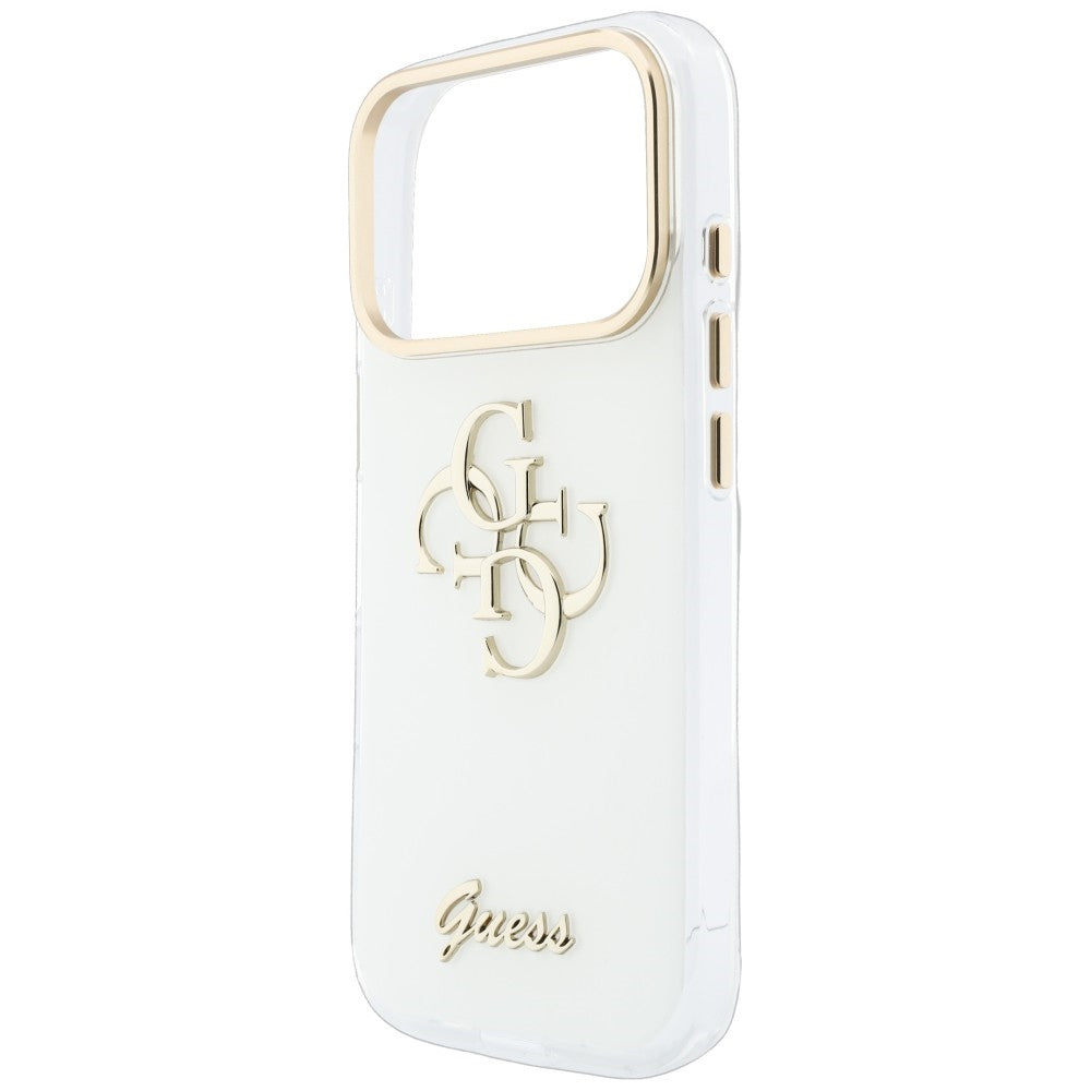Ovitek za Apple iPhone 18 Pro Max / 17 Pro Max, Guess, IML 4G Metal Script, Bela
