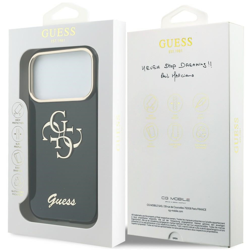 Ovitek za Apple iPhone 18 Pro Max / 17 Pro Max, Guess, IML 4G Metal Script, Črn