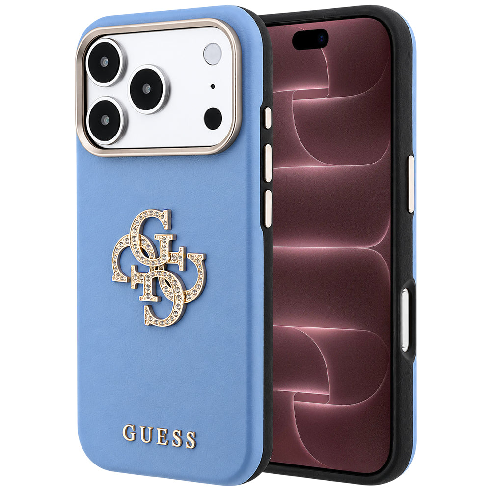 Ovitek za Apple iPhone 18 Pro Max / 17 Pro Max, Guess, Smooth Big Strass Logo, modra