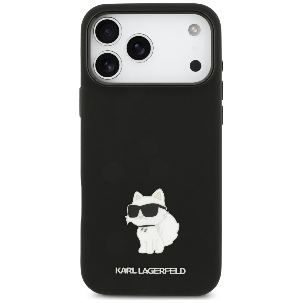 Ovitek za Apple iPhone 18 Pro Max / 17 Pro Max, Karl Lagerfeld, Choupette Metal Pin, črn