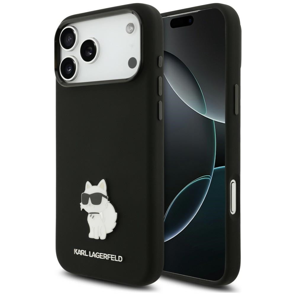 Ovitek za Apple iPhone 18 Pro Max / 17 Pro Max, Karl Lagerfeld, Choupette Metal Pin, črn