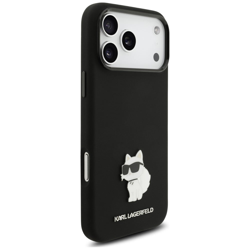 Ovitek za Apple iPhone 18 Pro Max / 17 Pro Max, Karl Lagerfeld, Choupette Metal Pin, črn