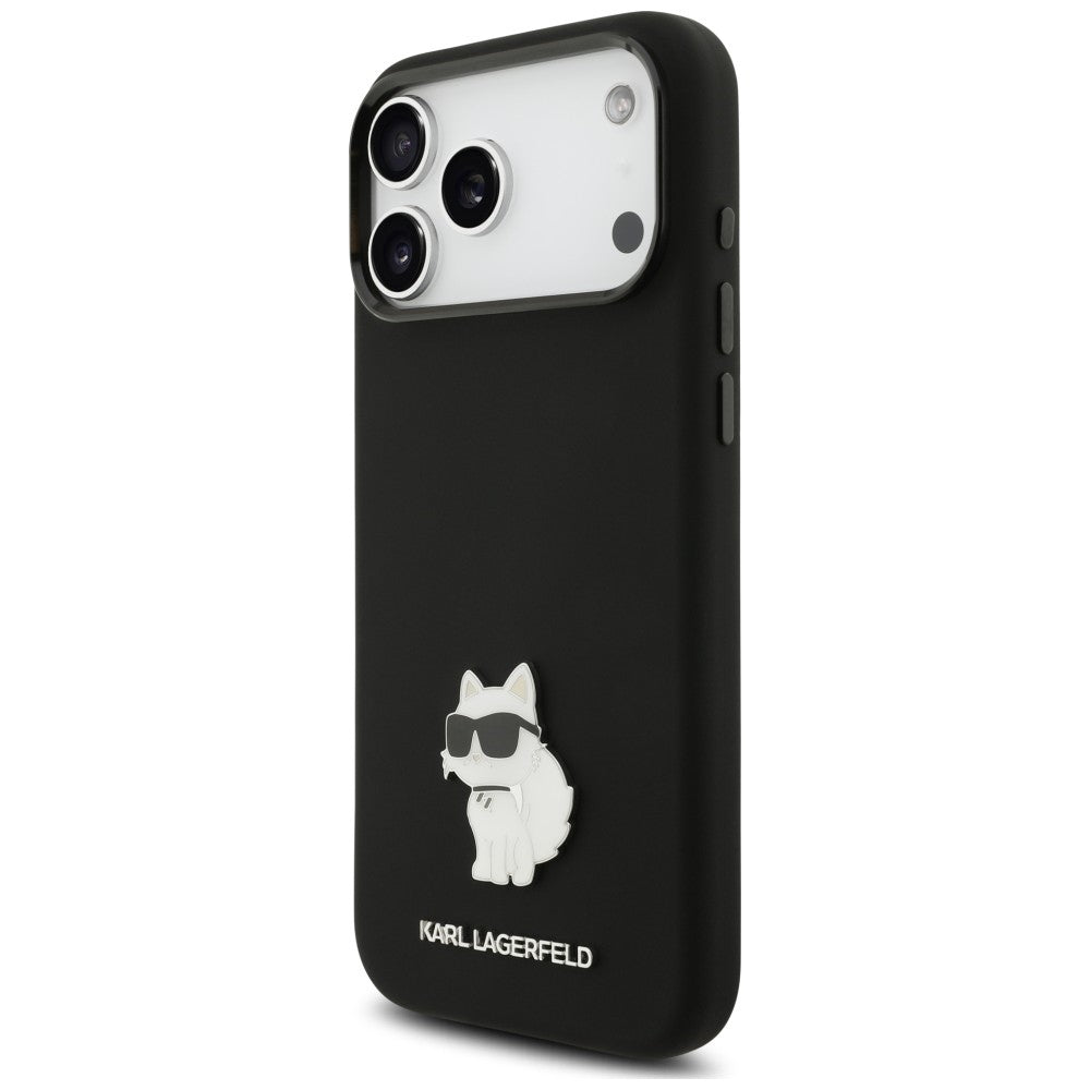 Ovitek za Apple iPhone 18 Pro Max / 17 Pro Max, Karl Lagerfeld, Choupette Metal Pin, črn