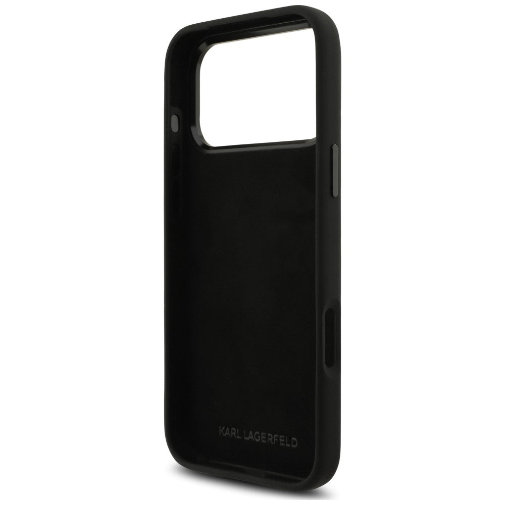 Ovitek za Apple iPhone 18 Pro Max / 17 Pro Max, Karl Lagerfeld, Choupette Metal Pin, črn