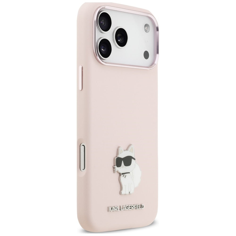 Ovitek za Apple iPhone 18 Pro Max / 17 Pro Max, Karl Lagerfeld, Choupette Metal Pin, roza