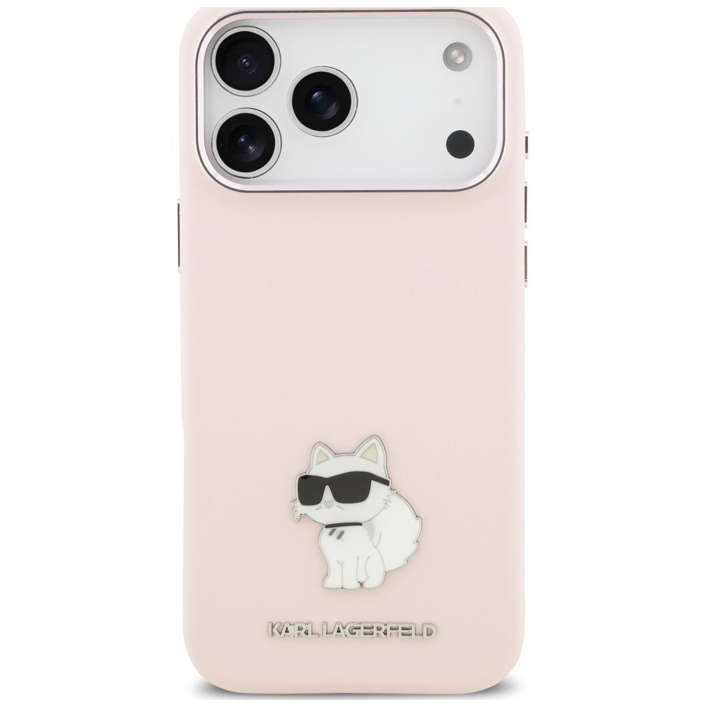 Ovitek za Apple iPhone 18 Pro Max / 17 Pro Max, Karl Lagerfeld, Choupette Metal Pin, roza