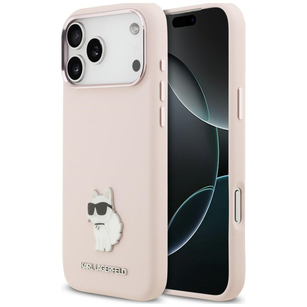 Ovitek za Apple iPhone 18 Pro Max / 17 Pro Max, Karl Lagerfeld, Choupette Metal Pin, roza
