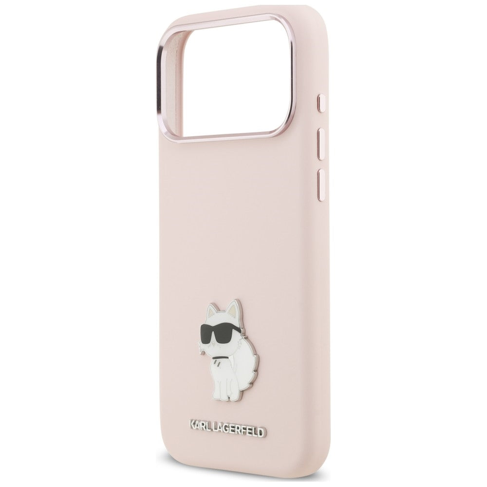 Ovitek za Apple iPhone 18 Pro Max / 17 Pro Max, Karl Lagerfeld, Choupette Metal Pin, roza