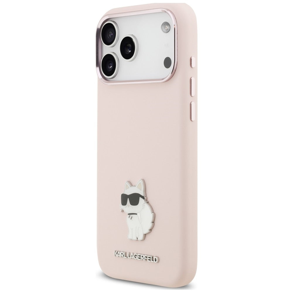 Ovitek za Apple iPhone 18 Pro Max / 17 Pro Max, Karl Lagerfeld, Choupette Metal Pin, roza