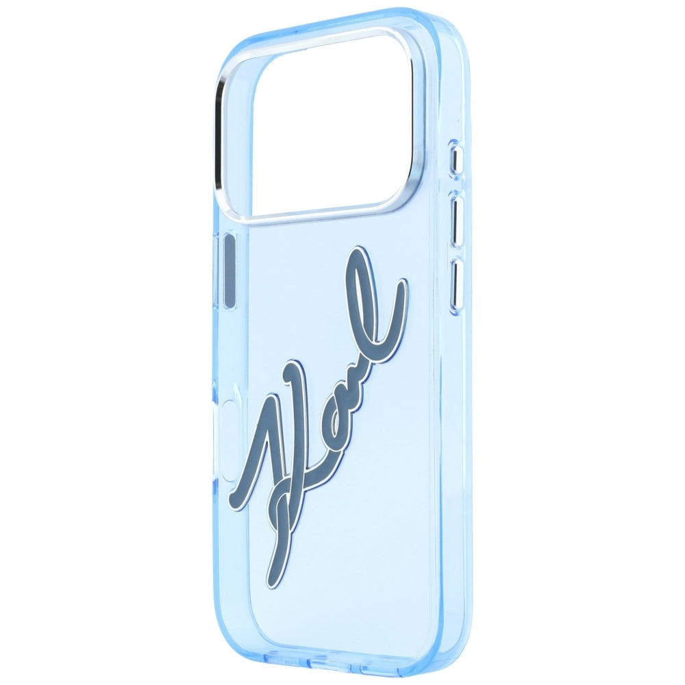 Ovitek za Apple iPhone 18 Pro Max / 17 Pro Max, Karl Lagerfeld, IML Big Signature Resin Logo Metal Frame, modra