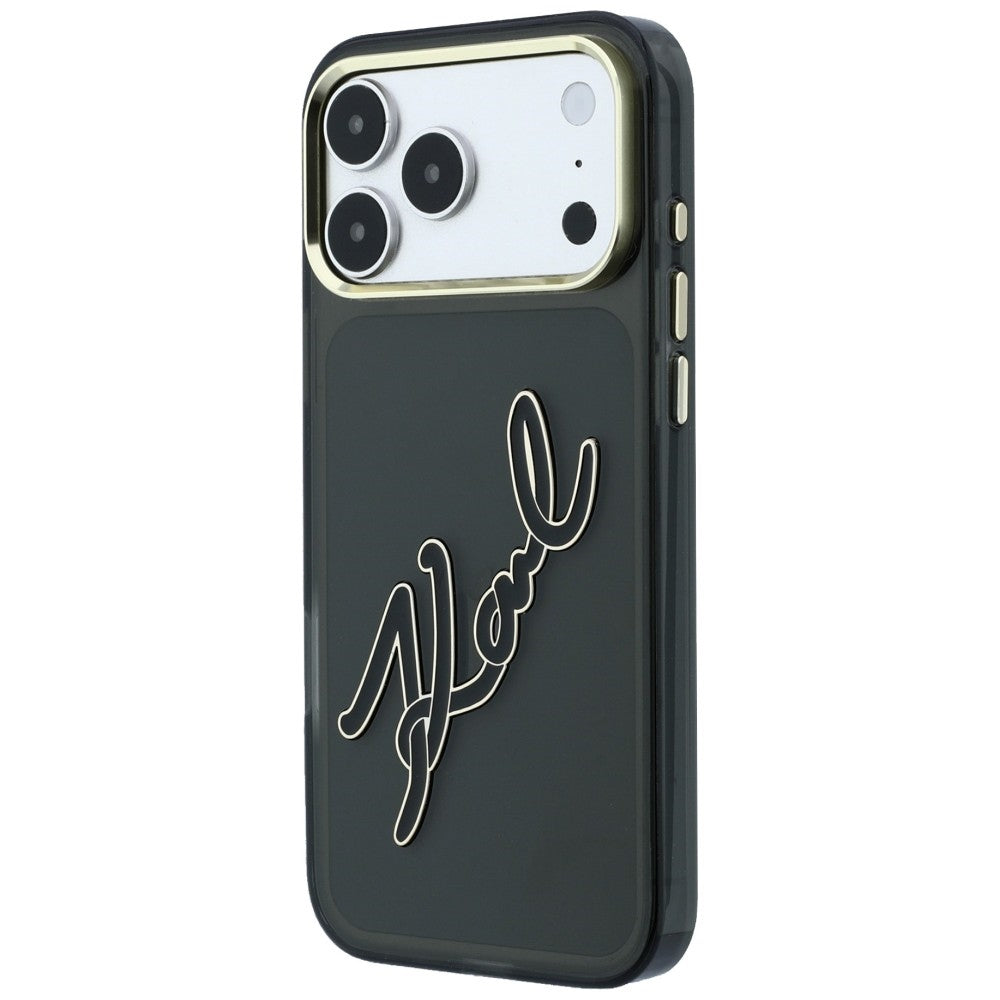 Ovitek za Apple iPhone 18 Pro Max / 17 Pro Max, Karl Lagerfeld, IML Big Signature Resin Logo Metal Frame, Črn