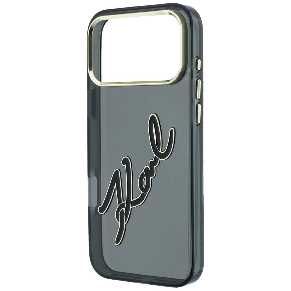 Ovitek za Apple iPhone 18 Pro Max / 17 Pro Max, Karl Lagerfeld, IML Big Signature Resin Logo Metal Frame, Črn