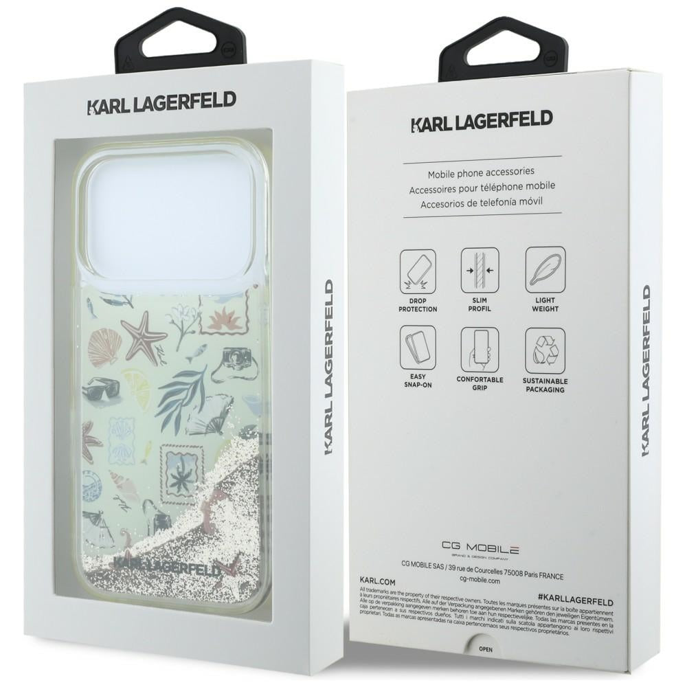 Ovitek za Apple iPhone 18 Pro Max / 17 Pro Max, Karl Lagerfeld, Liquid Glitter Beach and Sand, Bež