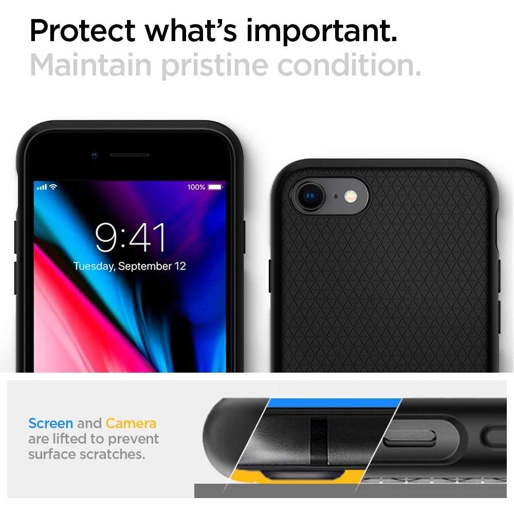 Ovitek za Apple iPhone SE (2022) / SE (2020) / 8 / 7, Spigen, Liquid Air, Črn 042CS20511