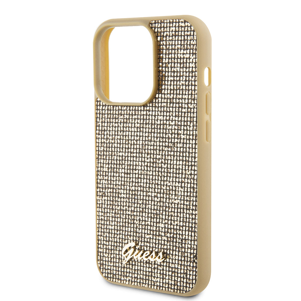 Ovitek za Apple iPhone 15 Pro, Guess, PU Square Mirror Script Logo, Zlat GUHCP15LPMSDGSD