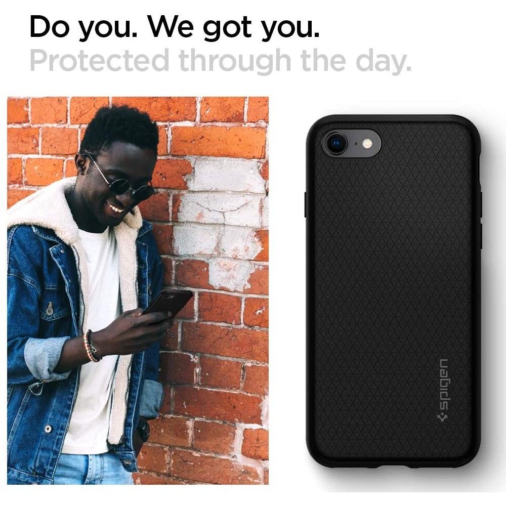 Ovitek za Apple iPhone SE (2022) / SE (2020) / 8 / 7, Spigen, Liquid Air, Črn 042CS20511
