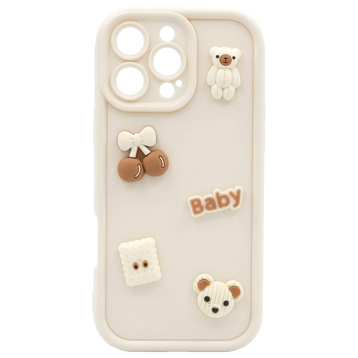 Ovitek za Apple iPhone 16 Pro Max, OEM, Ultra Trendy 3D Bear, bež