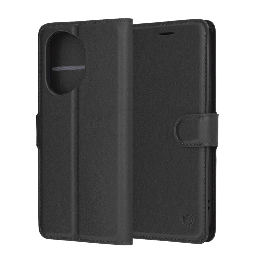 Ovitek za Honor 400, Techsuit, usnjeni folio, črn