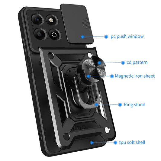 Case for Honor X6b, Techsuit, CamShield, Black