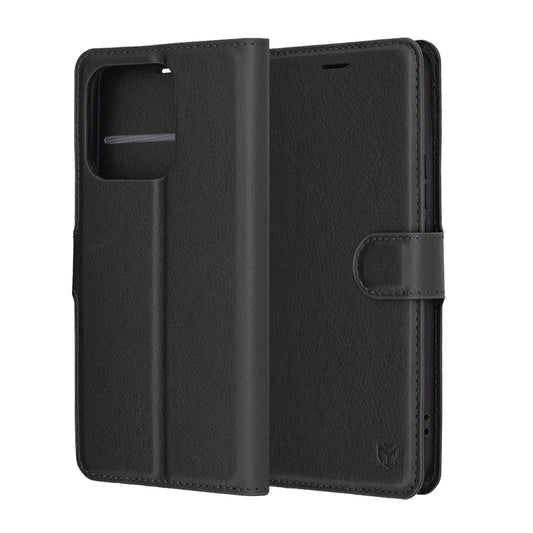 Ovitek za Honor X8c, Techsuit, usnjen folio, črn