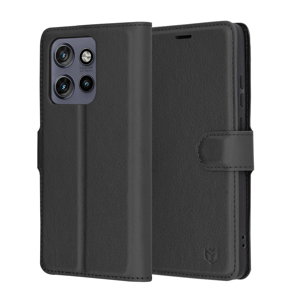 Ovitek za Motorola Edge 60 Neo / Edge 50 Neo, Techsuit, Leather Folio, Črna