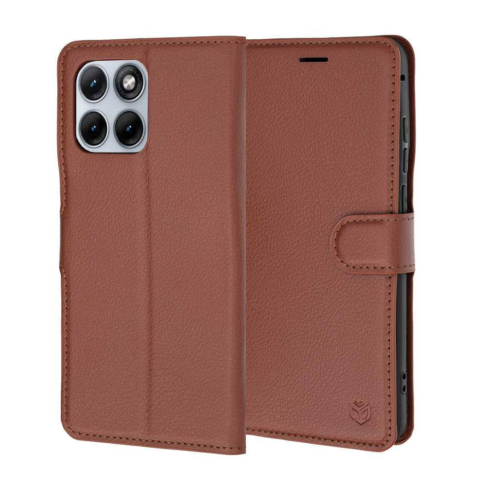 Ovitek za Motorola Edge 70 Fusion, Techsuit, usnjen folio, rjav