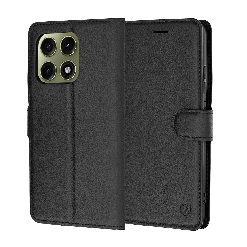 Ovitek za Motorola Edge 70 Pro, Techsuit, usnjeni folio, črn