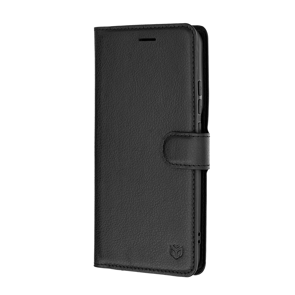 Ovitek za Motorola Edge 70 Pro, Techsuit, usnjeni folio, črn
