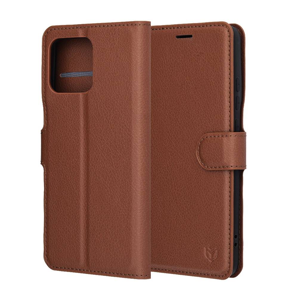 Ovitek za Motorola Edge 70, Techsuit, Leather Folio, rjava