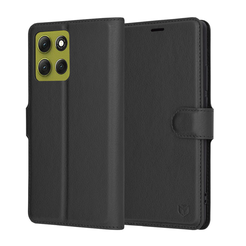 Ovitek za Motorola Moto G86, Techsuit, usnjeni folio, črn