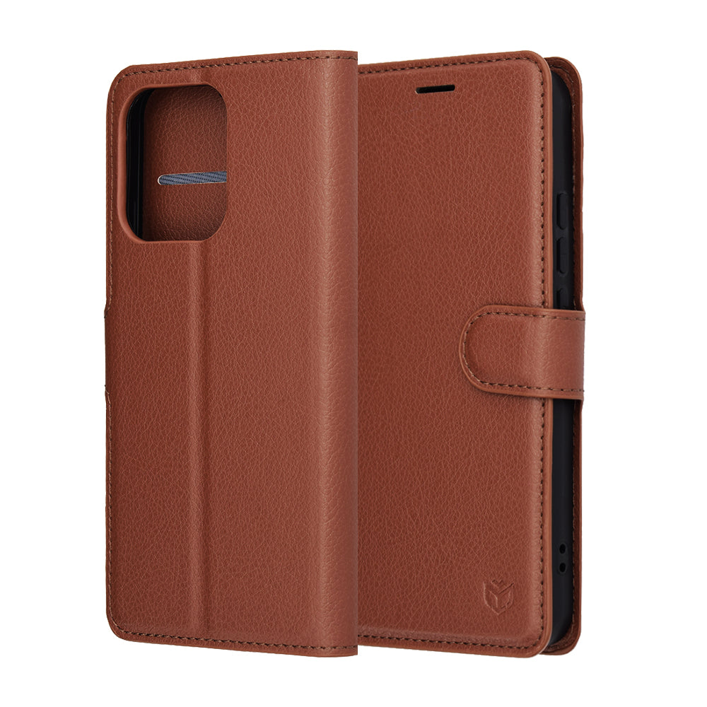 Ovitek za Oppo Reno14, Techsuit, Leather Folio, rjava