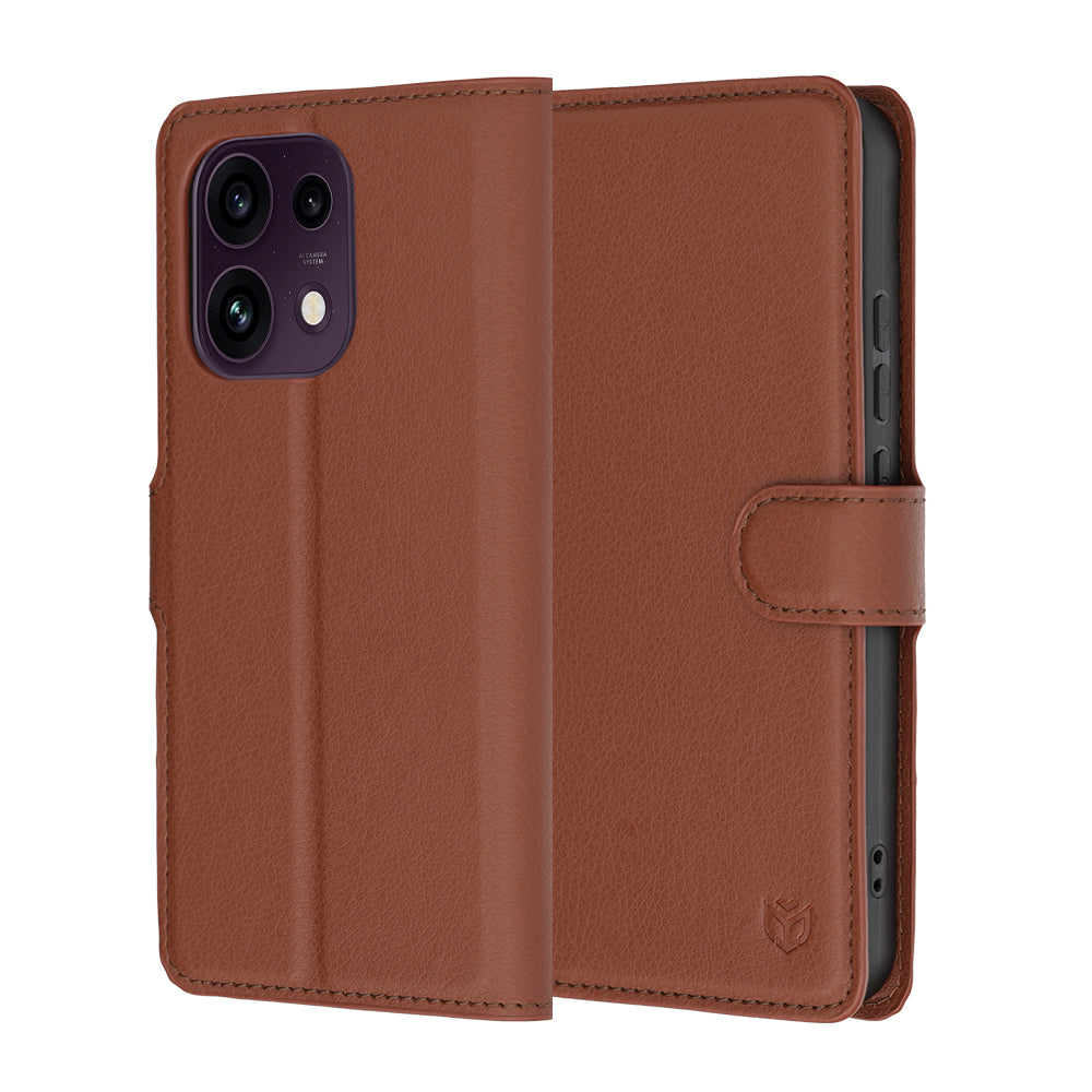 Ovitek za Oppo Reno16 F / Reno16 FS, Techsuit, usnjeni folio, rjav