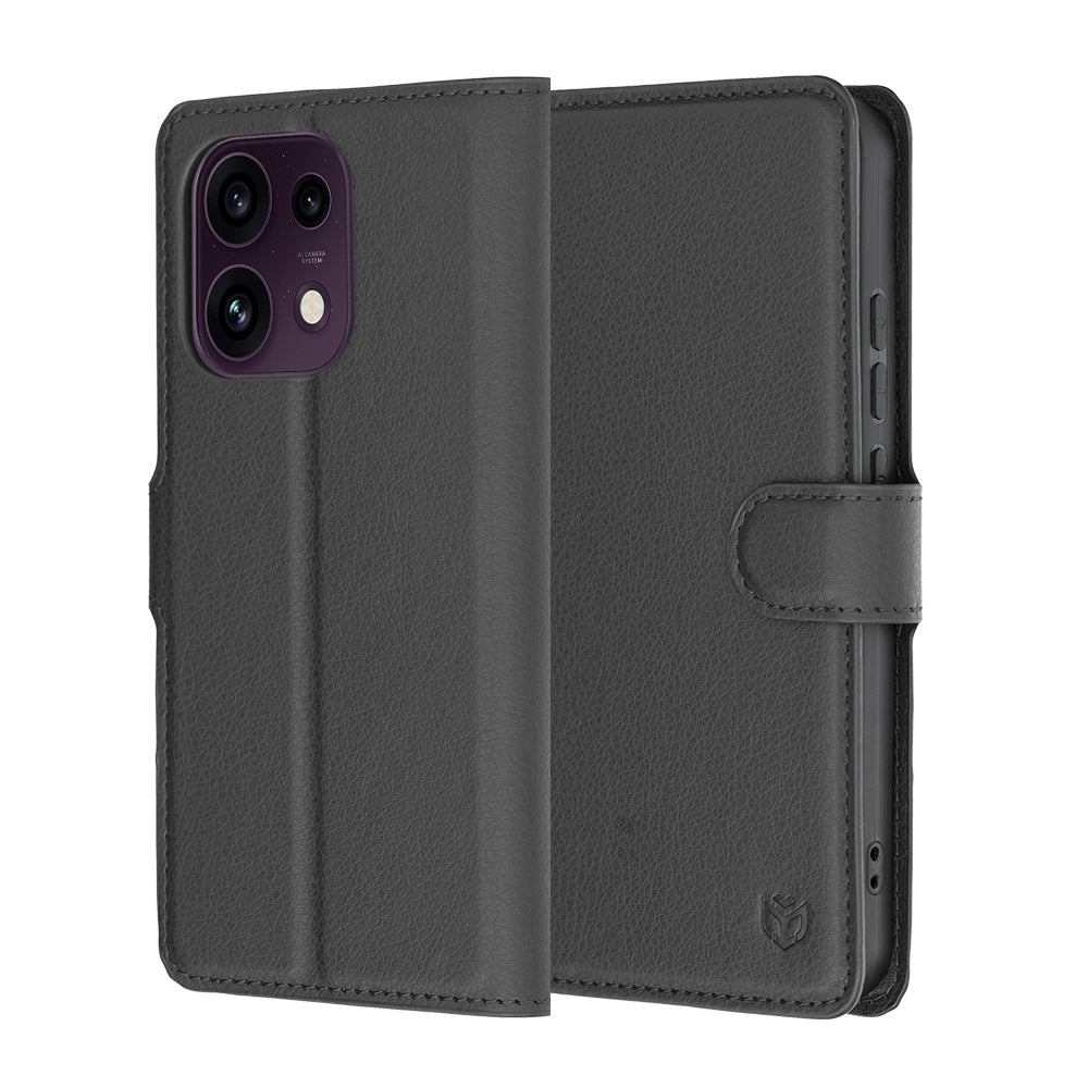 Ovitek za Oppo Reno16 F / Reno16 FS, Techsuit, usnjen folio, črn