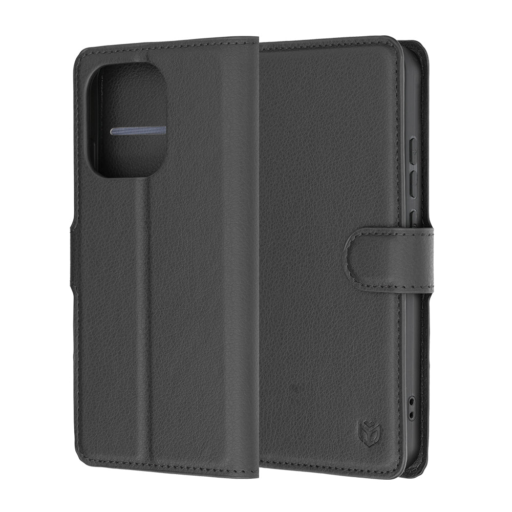 Ovitek za Oppo Reno16 F / Reno16 FS, Techsuit, usnjen folio, črn