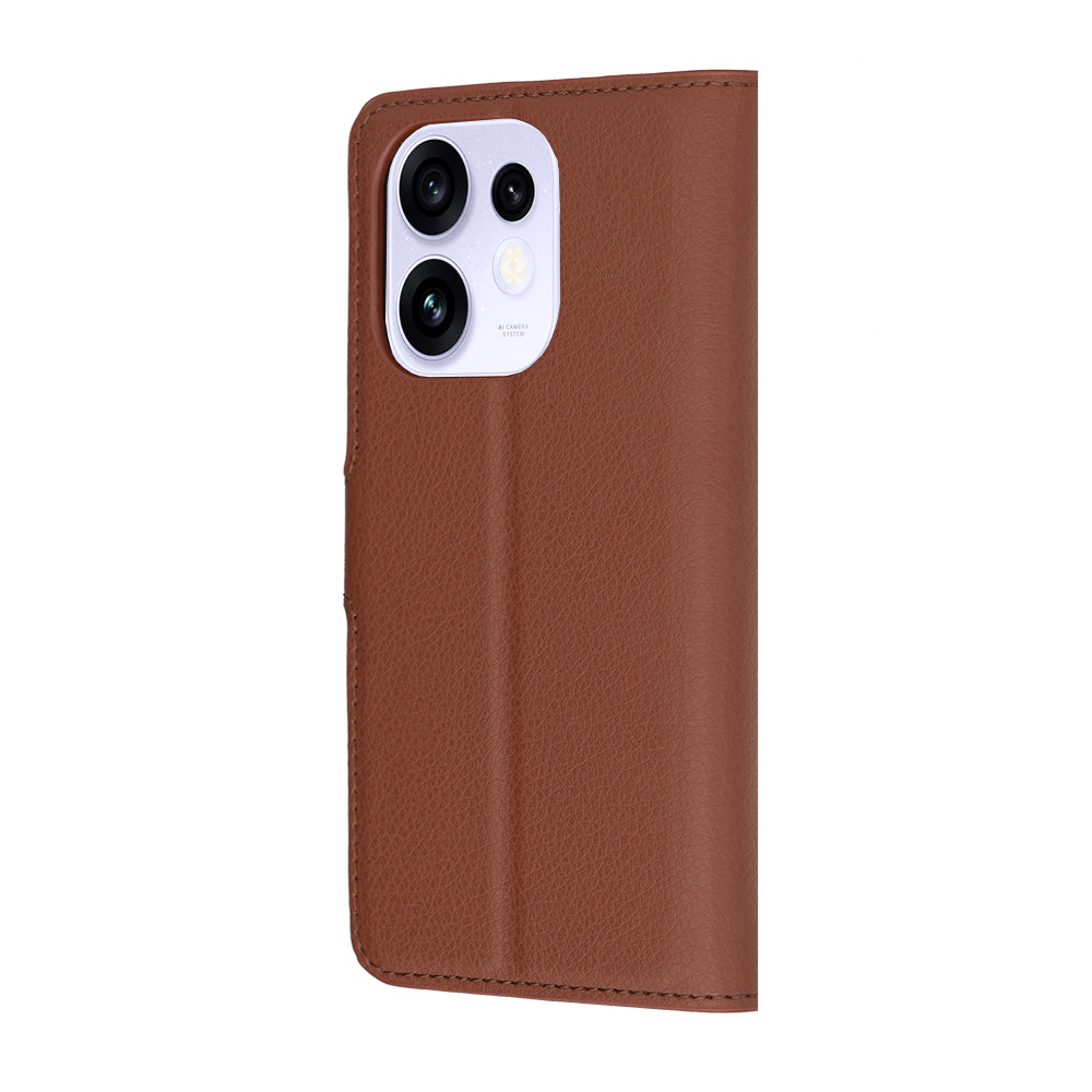 Ovitek za Oppo Reno16 / Reno16 Pro, Techsuit, usnjeni folio, rjav