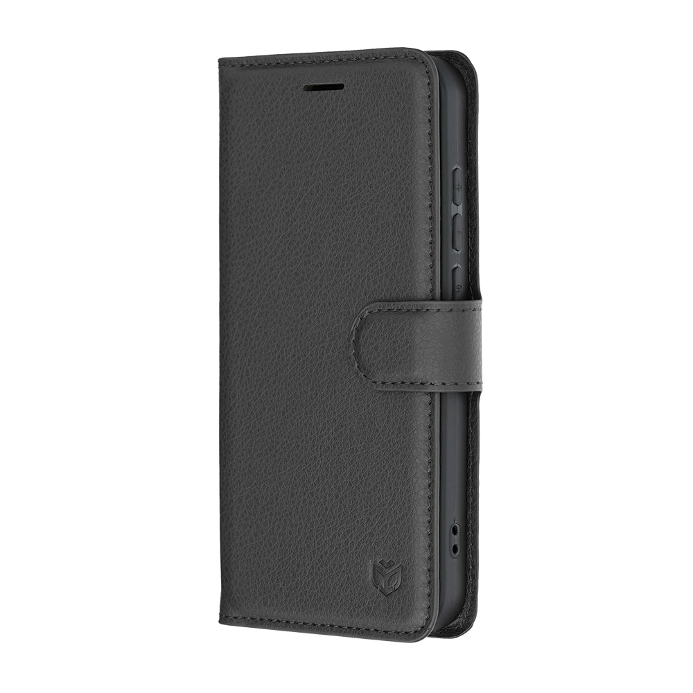 Ovitek za Oppo Reno16 / Reno16 Pro, Techsuit, usnjeni folio, črn
