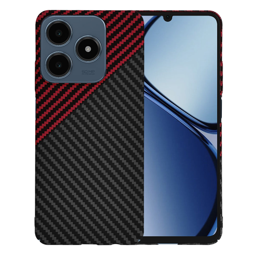Ovitek za Realme C63 / C61, Techsuit, Carbonite FiberShell, Črno Rdeč