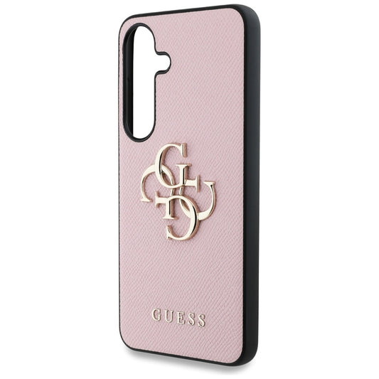 Ovitek za Samsung Galaxy S25+ S936, Guess, 4G Grained Big and Classic Logo, Roza, Ponovno zapakirano